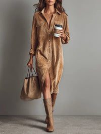 Auden | Women's Classic Button-Up Midi Dress