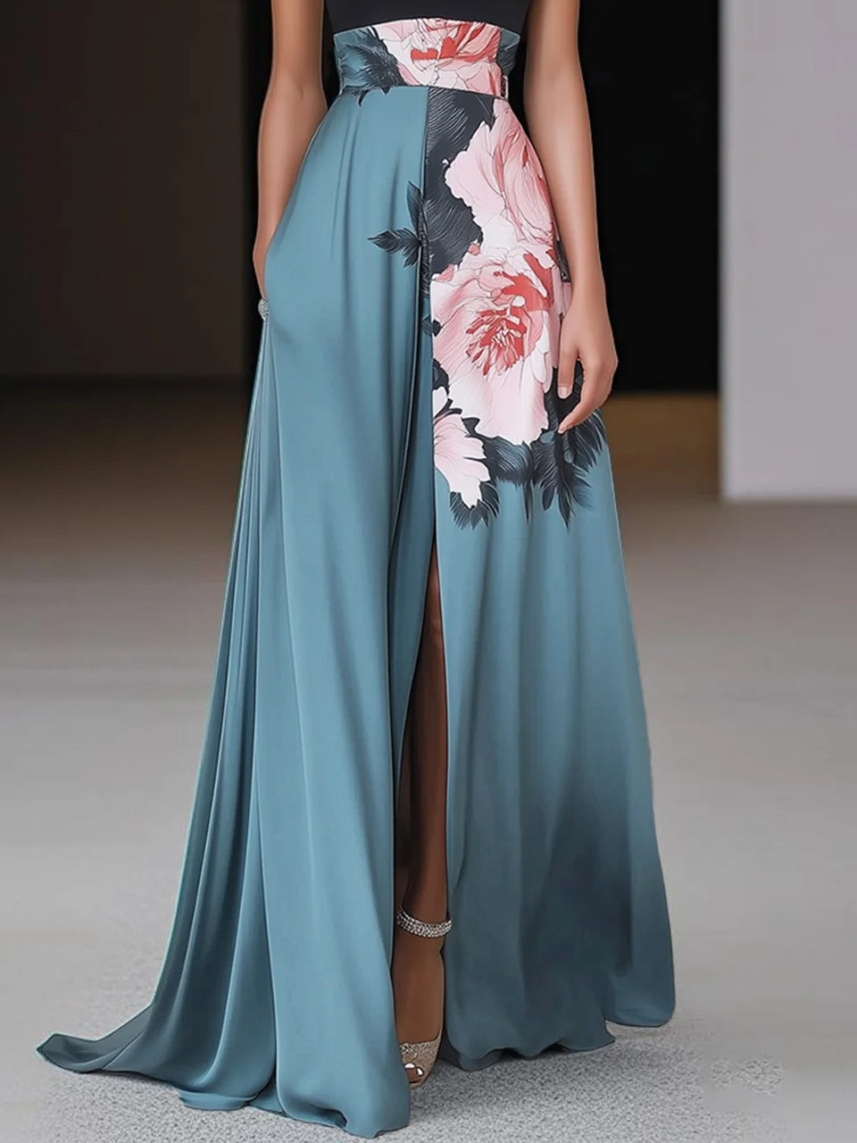 Janelle | Women's Satin Maxi Halterneck Wedding Guest Dress