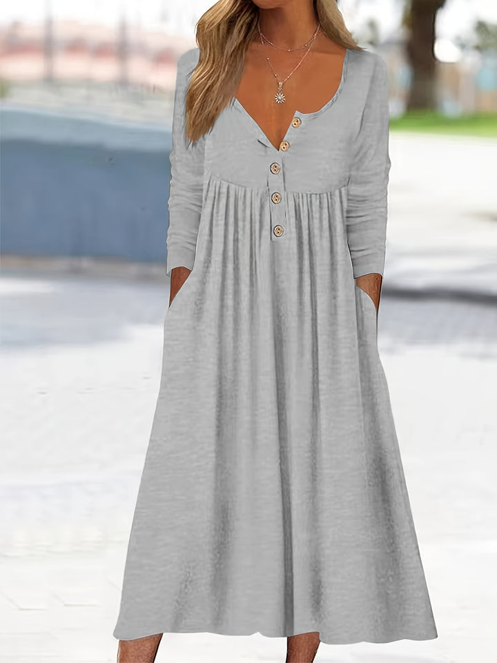 ZARA | SOLID BUTTON-FRONT MIDI DRESS