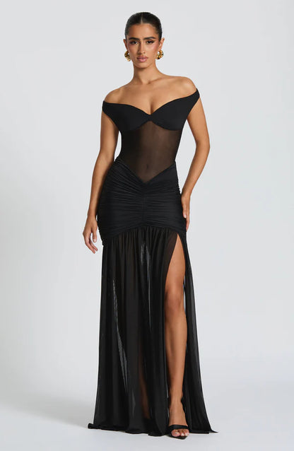 Bella | Women's Bardot Maxi Wedding Guest Dress
