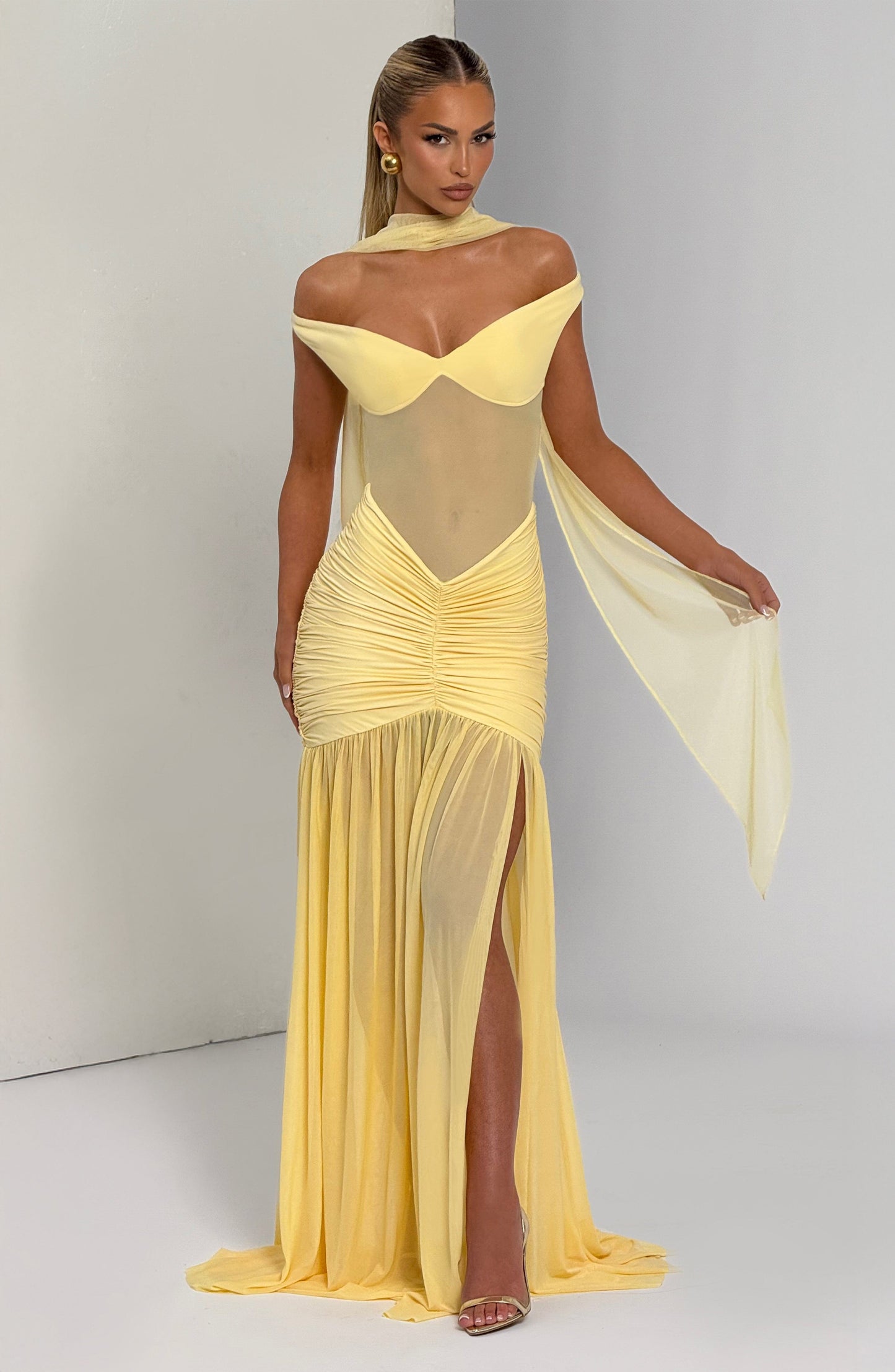 Bella | Women's Bardot Maxi Wedding Guest Dress
