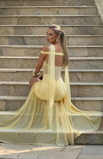 Bella | Women's Bardot Maxi Wedding Guest Dress