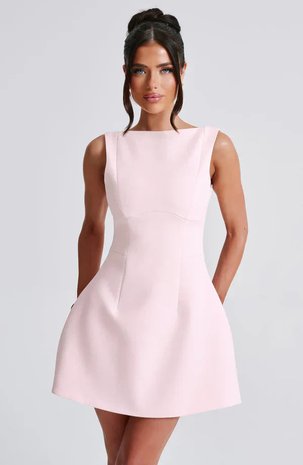 Lily | Women's High Neck Bubble Hem Wedding Guest Dress