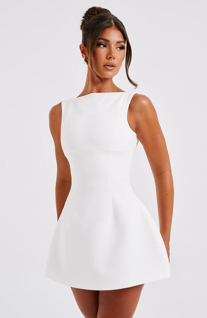 Lily | Women's High Neck Bubble Hem Wedding Guest Dress