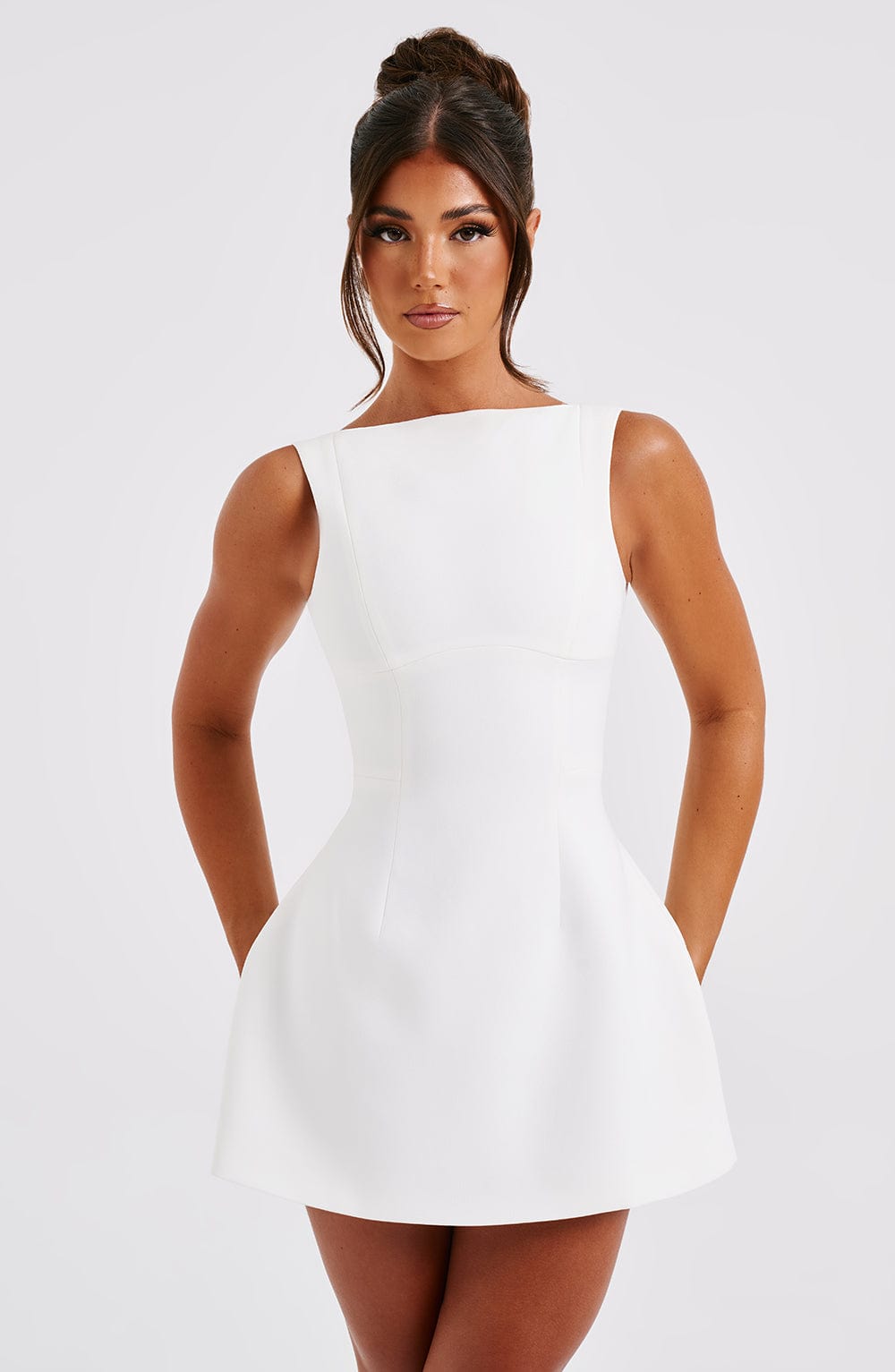 Lily | Women's High Neck Bubble Hem Wedding Guest Dress