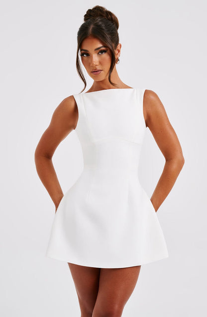 Lily | Women's High Neck Bubble Hem Wedding Guest Dress