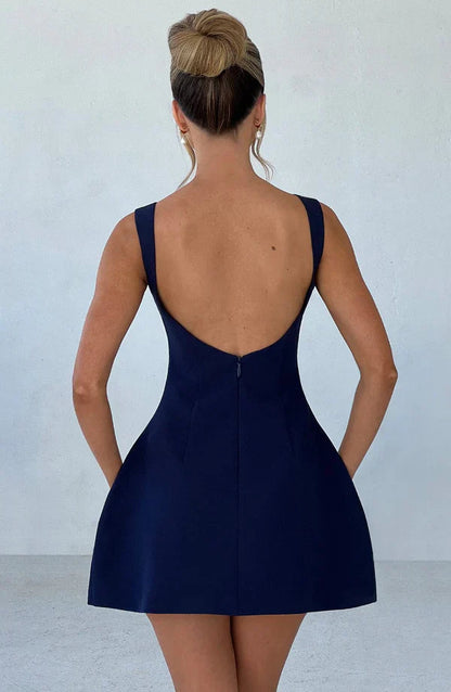 Lily | Women's High Neck Bubble Hem Wedding Guest Dress