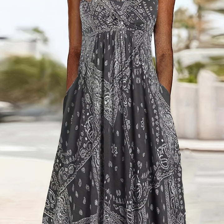 BRONTE | SLEEVELESS FLORAL PRINT MAXI DRESS