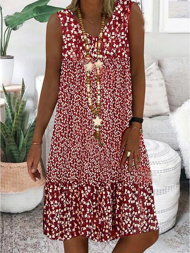 Ava | Women's Sleeveless Floral V-Neck Midi Dress