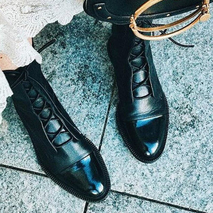 Chloe | Women's Black Lace-Up Low Heel Boots