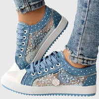 Emilia | Women's Trendy Embroidered Laced Sneakers