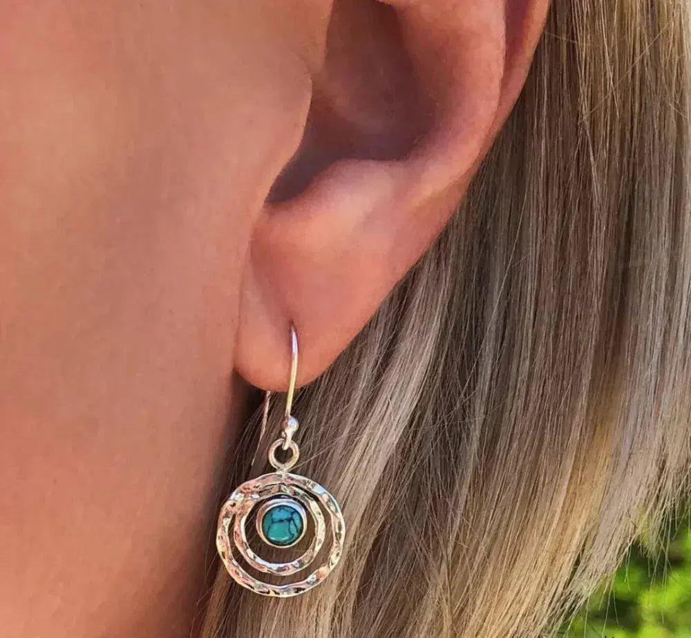 Boho Saturn Turquoise Earrings
