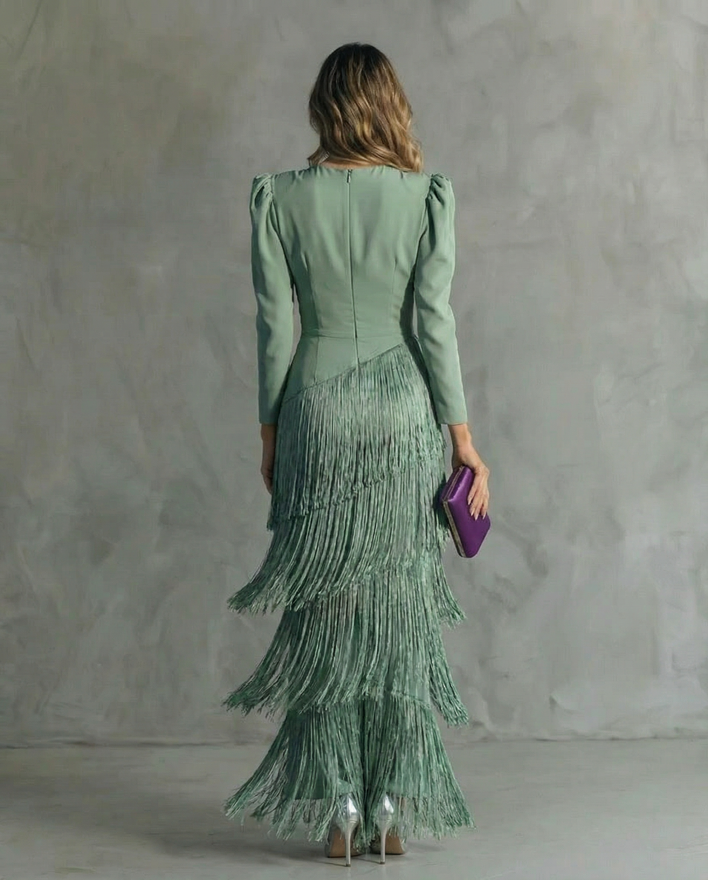 Ellie | Women's Festive V-Neck Fringe Midi Dress
