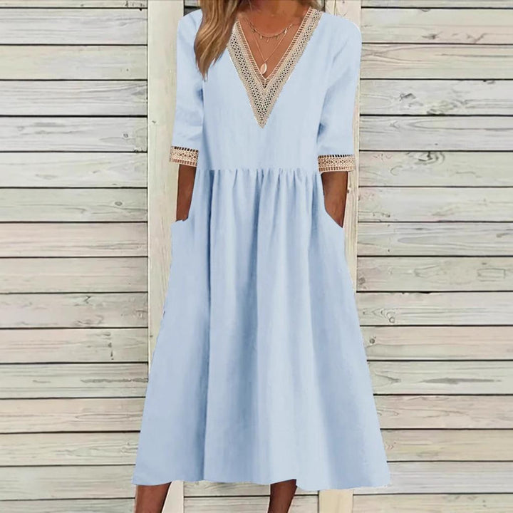 LIVIA | LACE TRIM MID-LENGTH DRESS