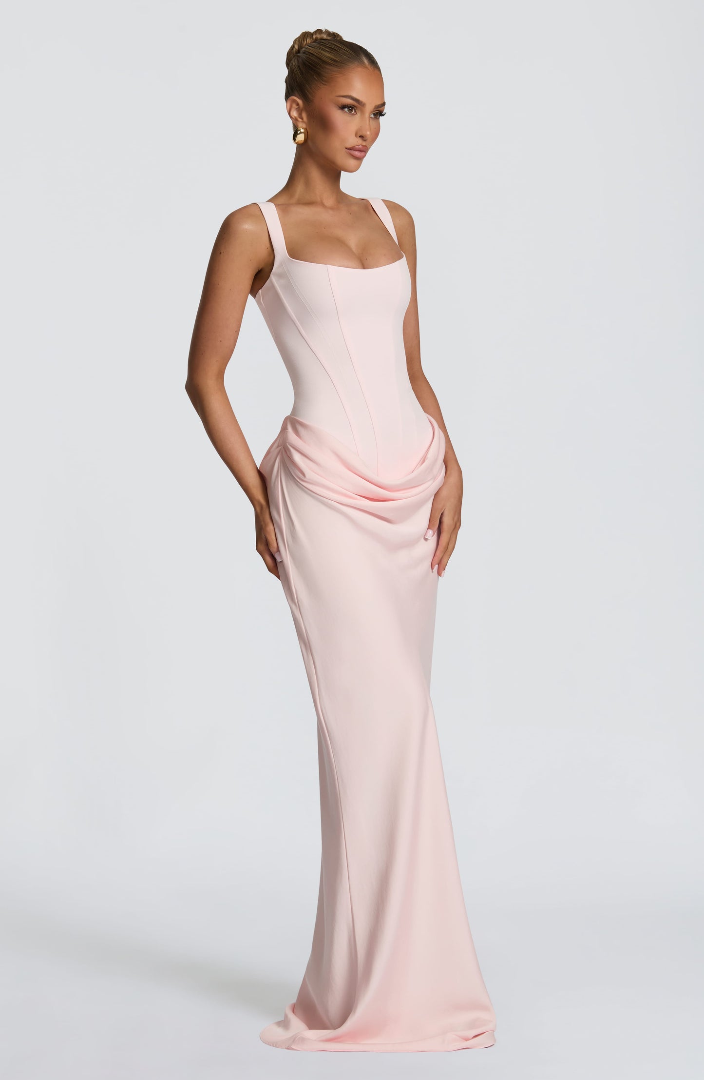 Alexa | Women's Elegant Draped Square Neck Maxi Dress