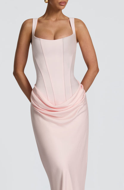 Alexa | Women's Elegant Draped Square Neck Maxi Dress