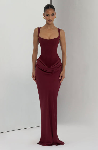 Evelyn | Women's Formal Draped Evening Maxi Dress