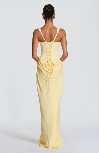 Alexa | Women's Elegant Draped Square Neck Maxi Dress