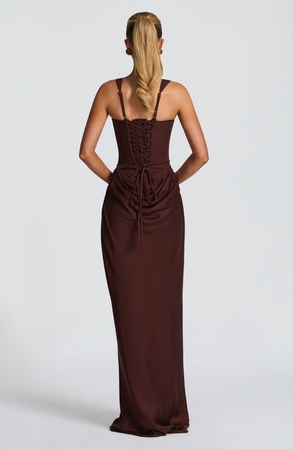 Alexa | Women's Elegant Draped Square Neck Maxi Dress
