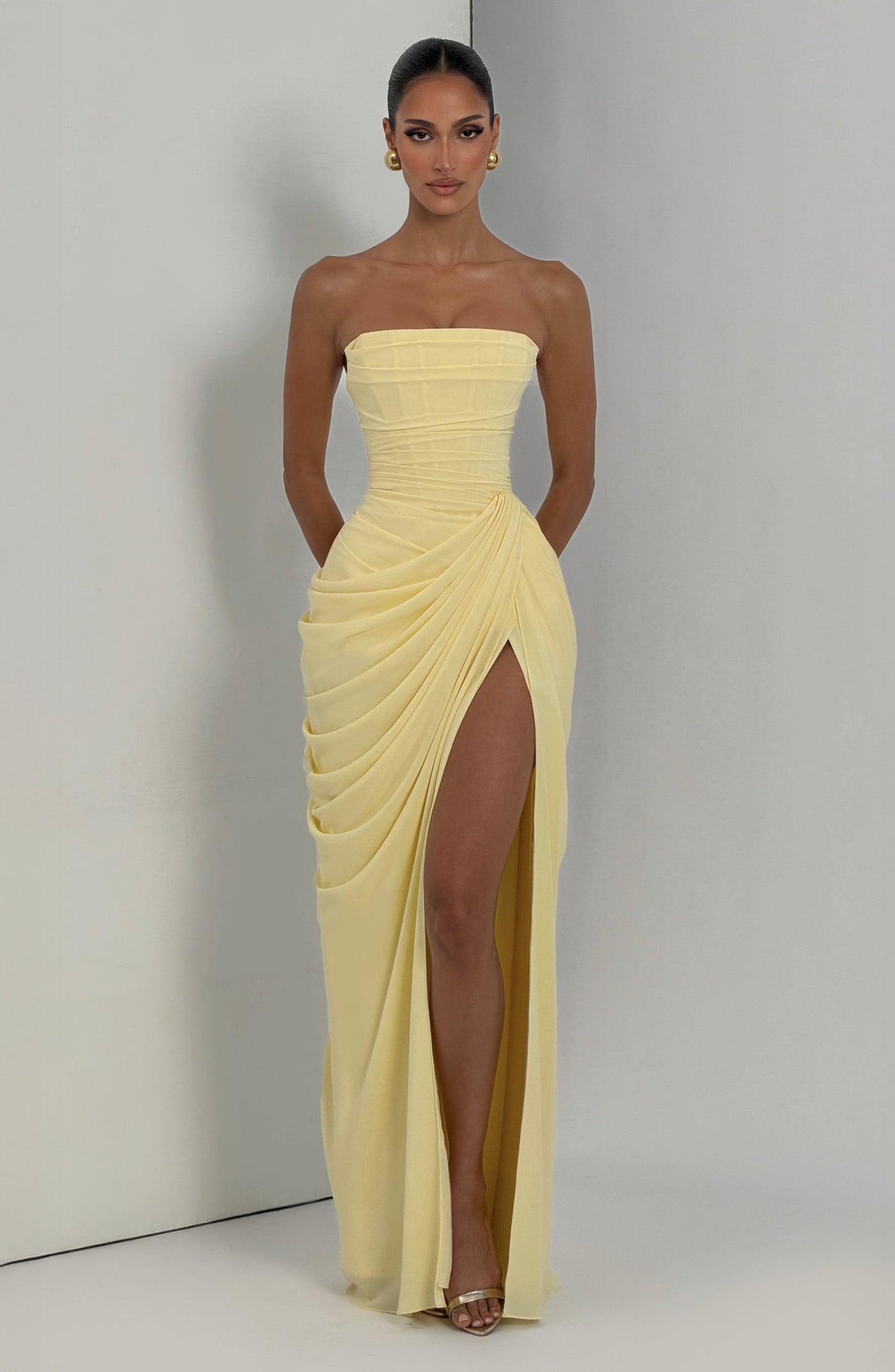 Harper | Women's Strapless Corset Maxi Dress