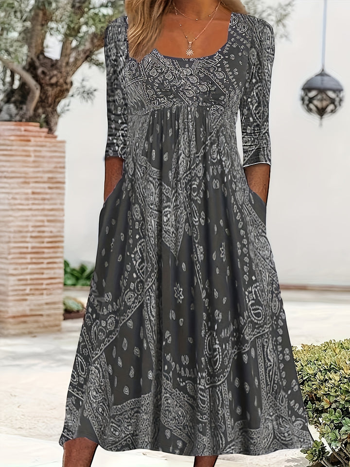 ELOWEN | CASUAL LONG SLEEVE MIDI DRESS