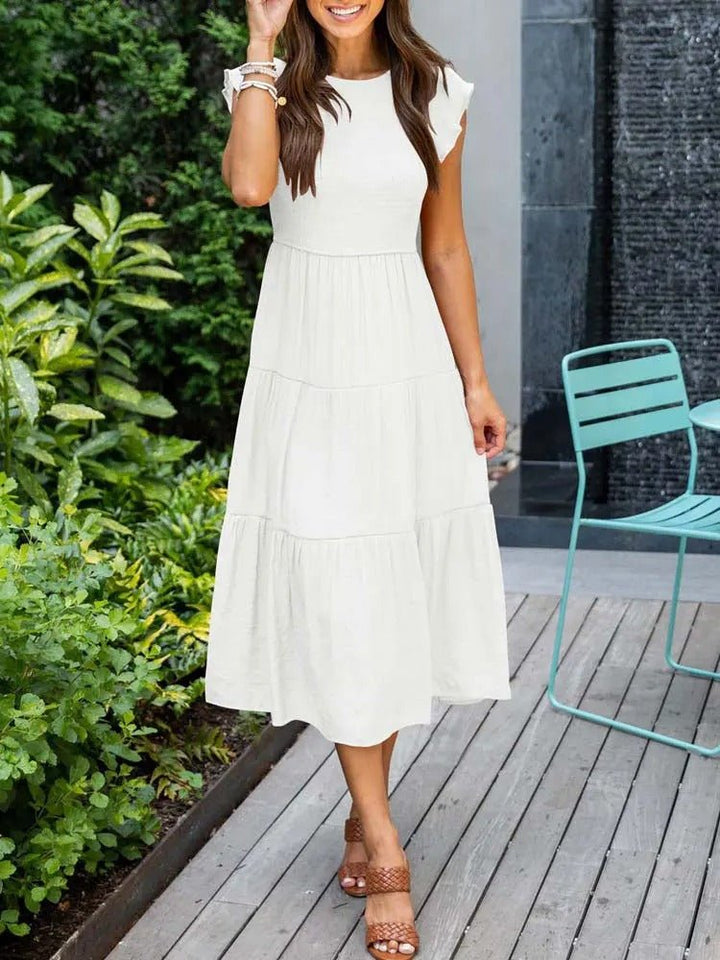 Josie | Women's Casual Midi Dress With Ruffled Sleeves