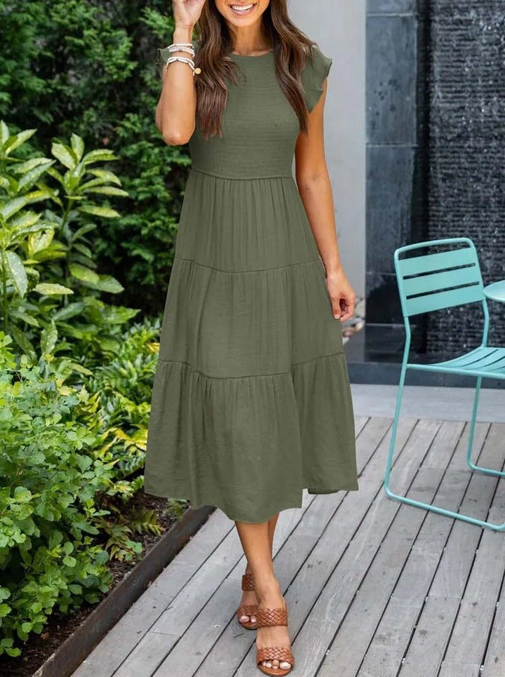 Josie | Women's Casual Midi Dress With Ruffled Sleeves