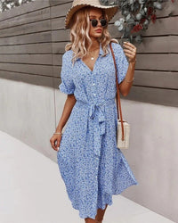Ilona | Women's Classic Wrapped Floral Button Dress