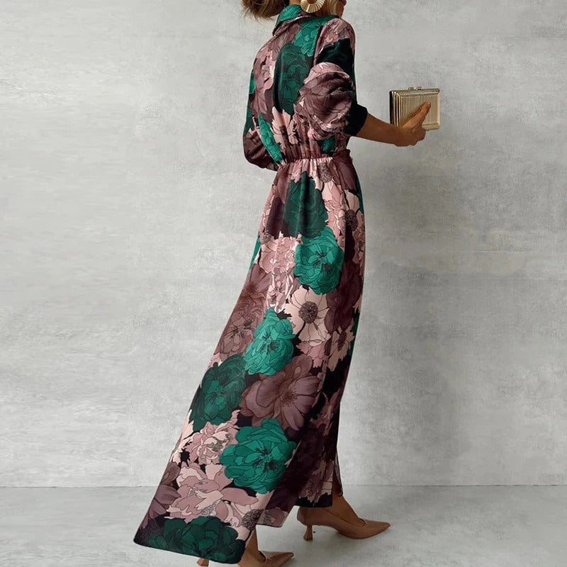 Chloe | Women's Floral Maxi Shirt Dress