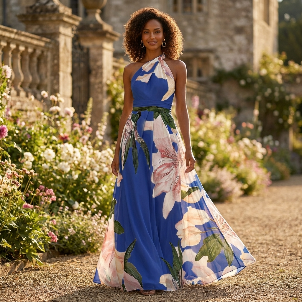 Lennon | Women's Floral Halterneck Maxi Dress