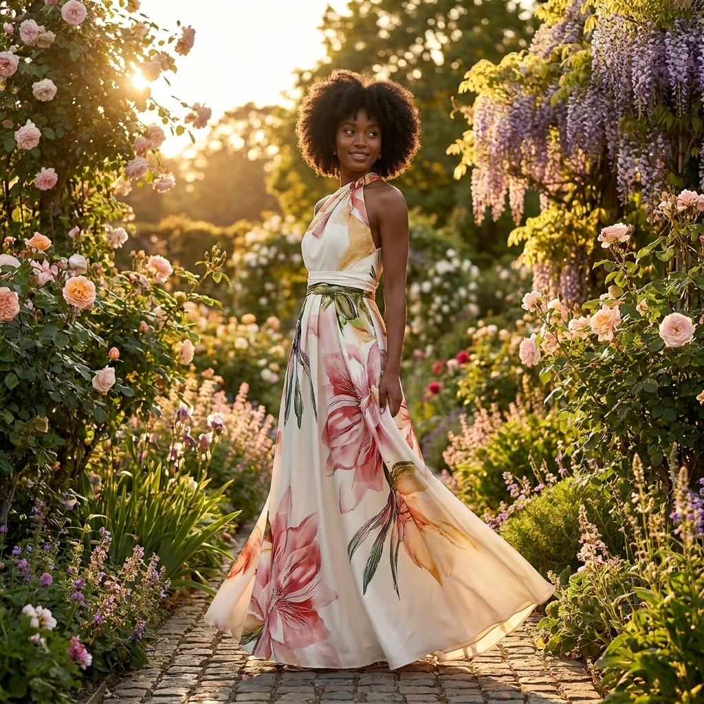 Lennon | Women's Floral Halterneck Maxi Dress