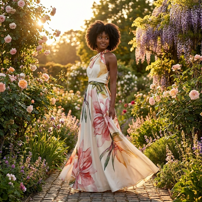 Lennon | Women's Floral Halterneck Maxi Dress