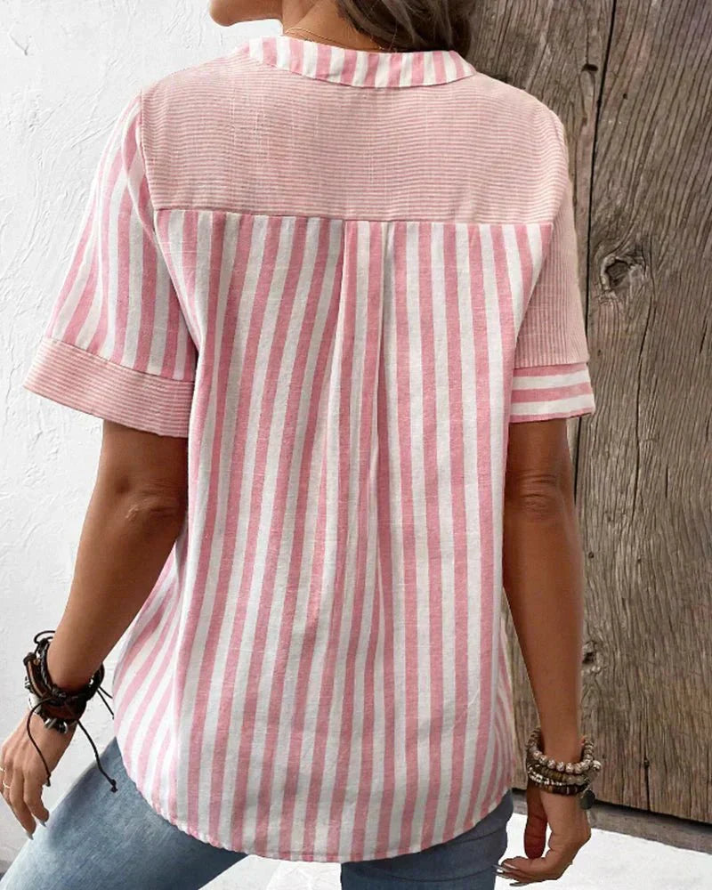 Lila | Women's Casual Striped Blouse with Short Sleeves