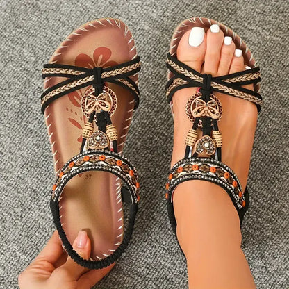 Gaelle | Women's Boho Flat Toe Loop Sandals