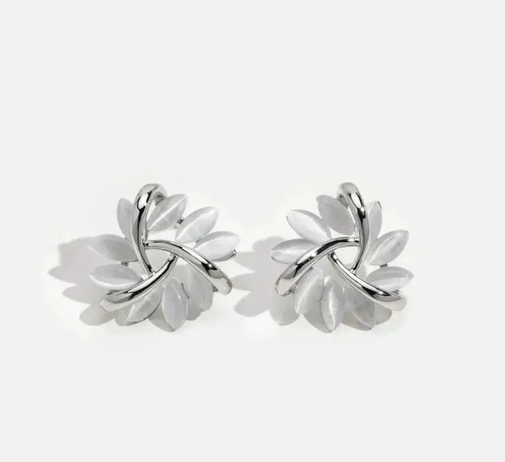 OPAL PETAL CIRCLE STUDS IN GOLD