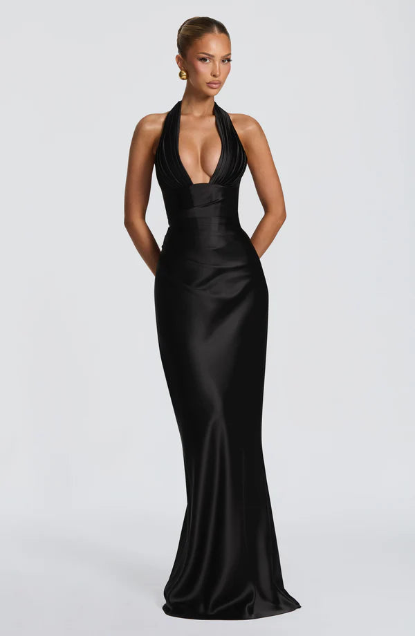 Brielle | Women's Elegant Halter Wedding Guest Dress