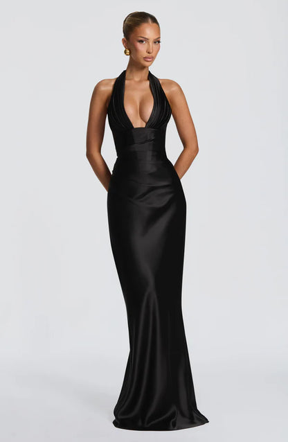 Brielle | Women's Elegant Halter Wedding Guest Dress