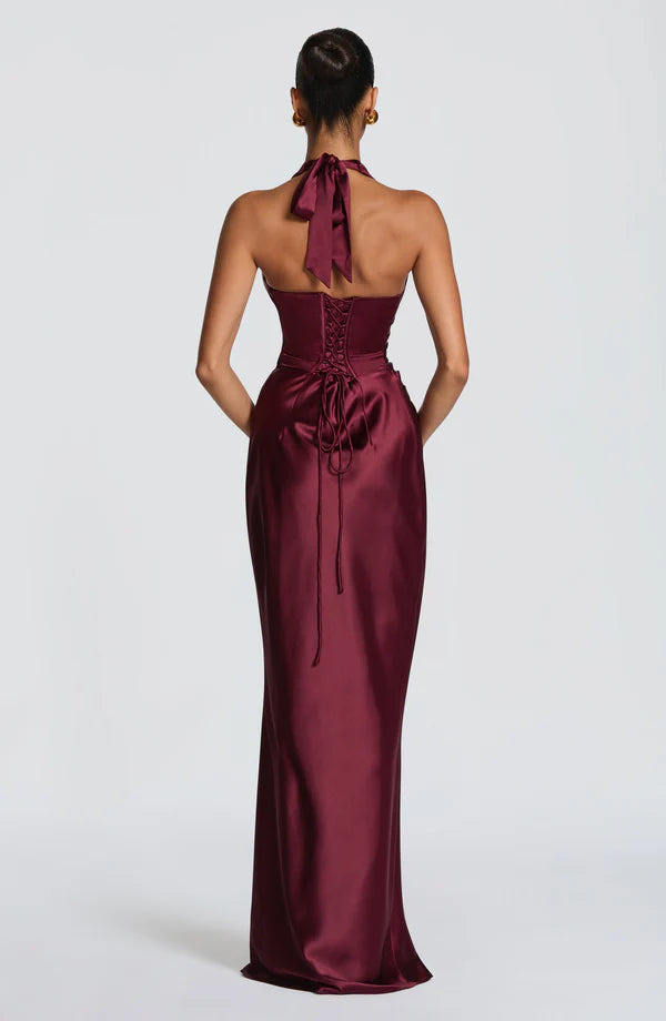 Brielle | Women's Elegant Halter Wedding Guest Dress