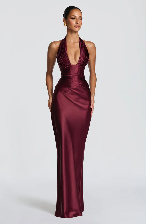Brielle | Women's Elegant Halter Wedding Guest Dress