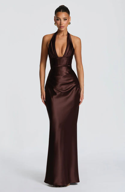 Brielle | Women's Elegant Halter Wedding Guest Dress