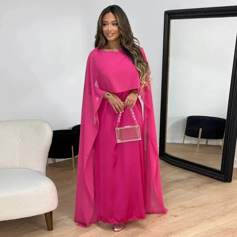 Lies | Women's Elegant Cape Maxi Wedding Guest Dress