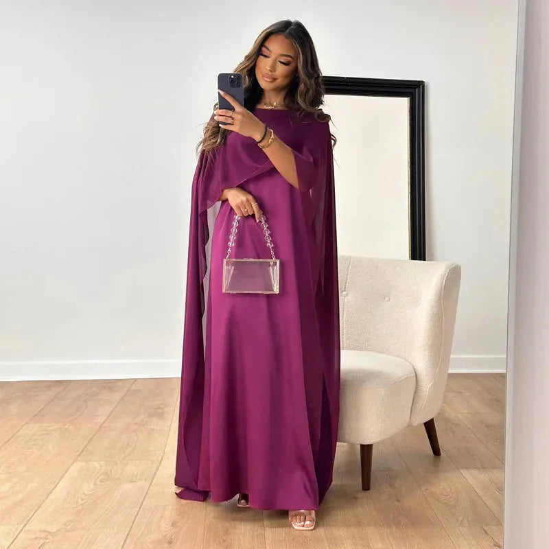 Lies | Women's Elegant Cape Maxi Wedding Guest Dress