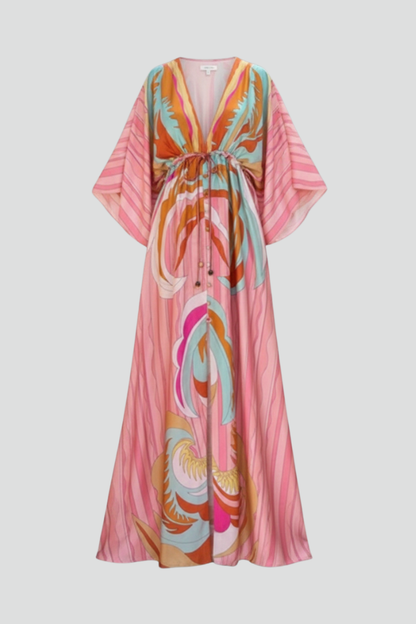 Kennedy | Women's Summer Printed Batwing Sleeve Dress
