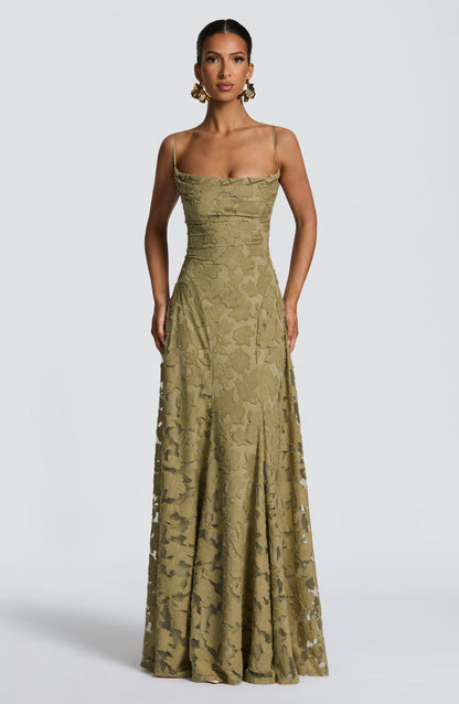 Autumn | Women's Elegant Embroidered Maxi Evening Dress