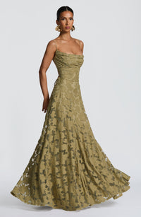 Autumn | Women's Elegant Embroidered Maxi Evening Dress