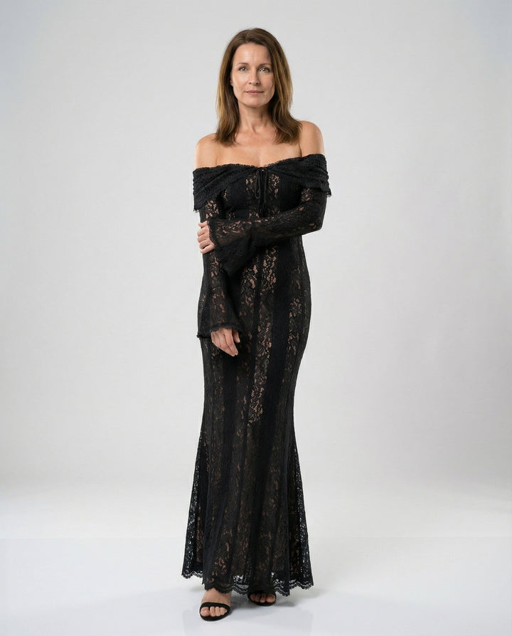 Vera | Women's Elegant Maxi Wedding Guest Dress with Sleeves