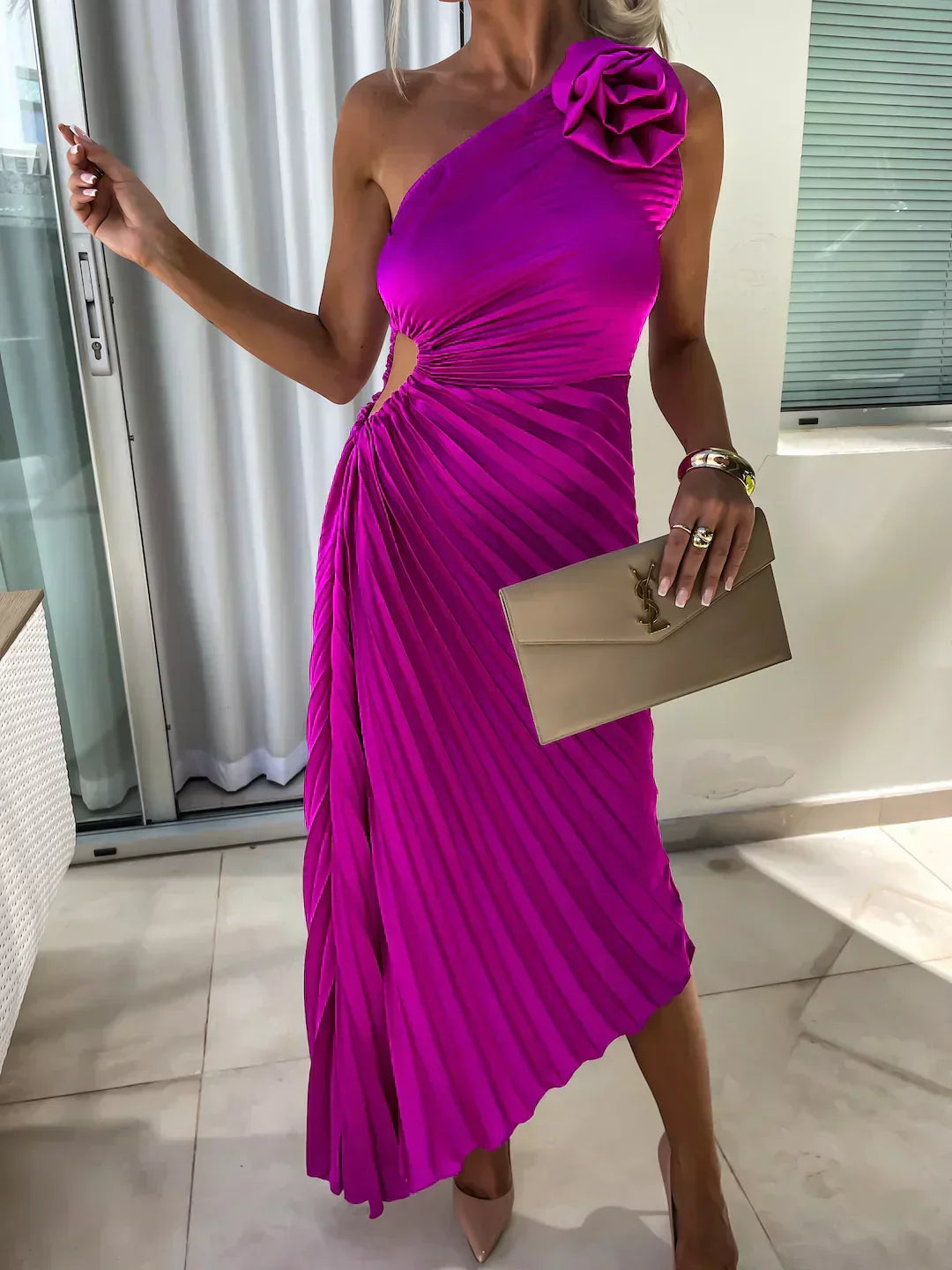 Mandy | Women's Pleated Wedding Guest Midi Dress