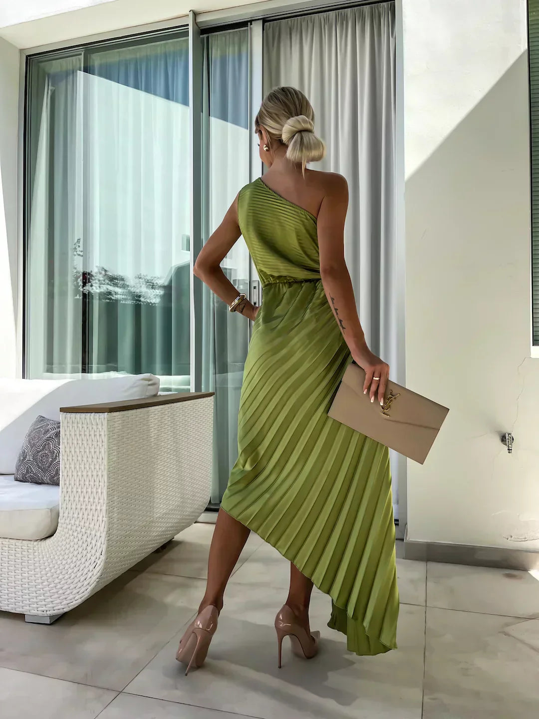 Mandy | Women's Pleated Wedding Guest Midi Dress