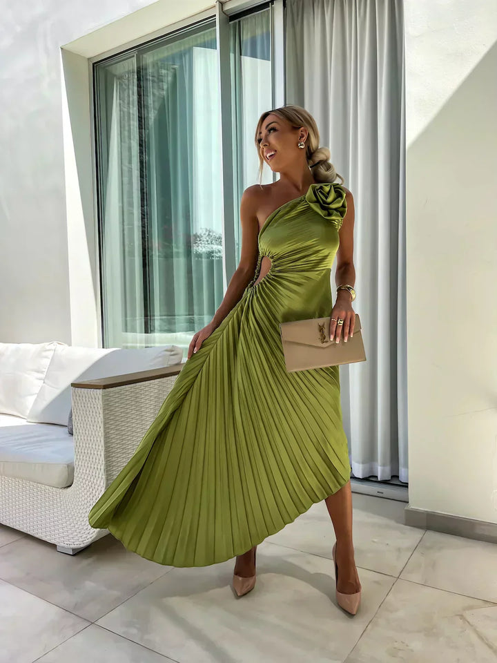 Mandy | Women's Pleated Wedding Guest Midi Dress