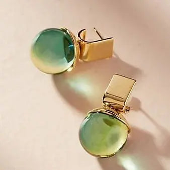 Vintage Green Crystal Gold Earrings